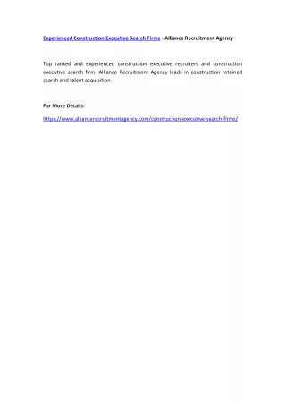 experienced construction executive search firms