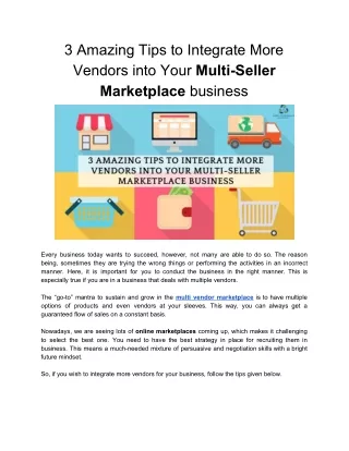 3 Amazing Tips to Integrate More Vendors into Your Multi-Seller Marketplace business