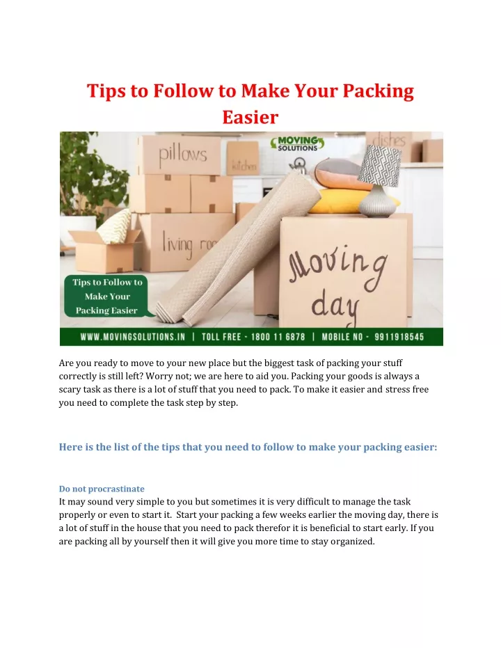 tips to follow to make your packing easier