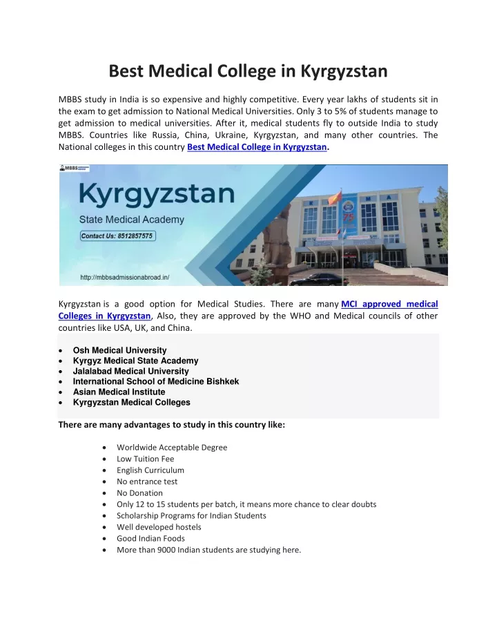 best medical college in kyrgyzstan