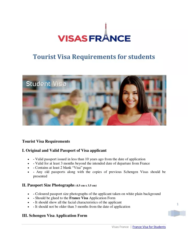 tourist visa requirements for students