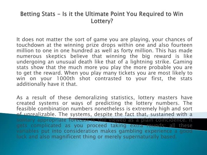 betting stats is it the ultimate point you required to win lottery