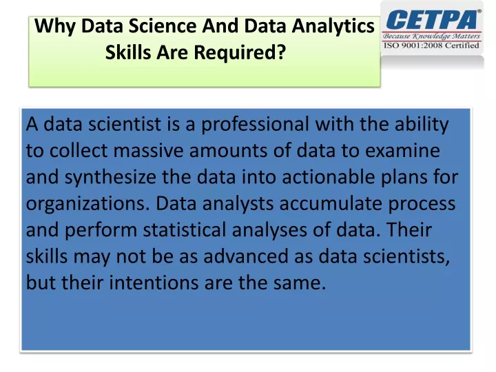 why data science and data analytics skills are required