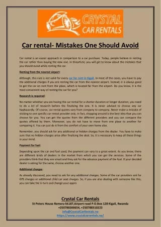 car rental mistakes one should avoid