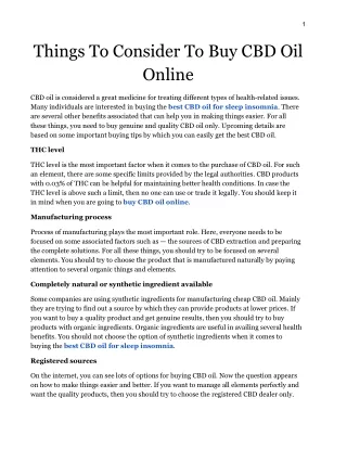 Things To Consider To Buy CBD Oil Online