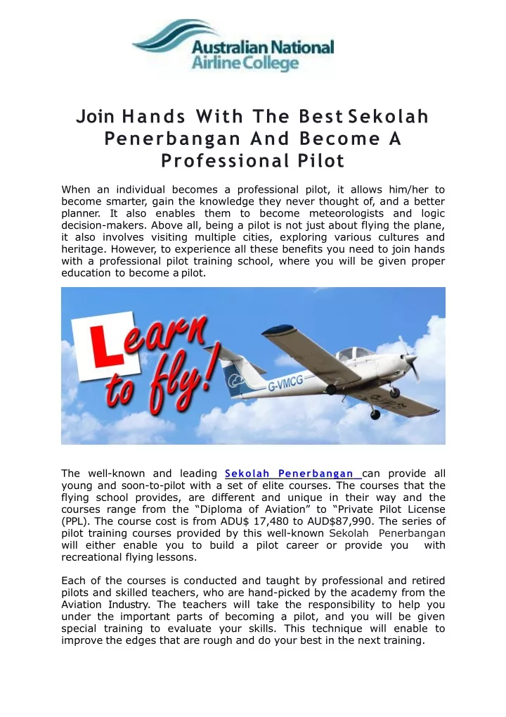 join hands with the best sekolah penerbangan