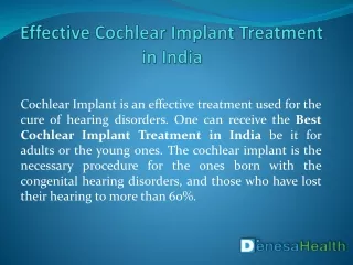 Effective Cochlear Implant Treatment in India