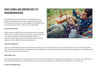 why parks are important to neighborhoods