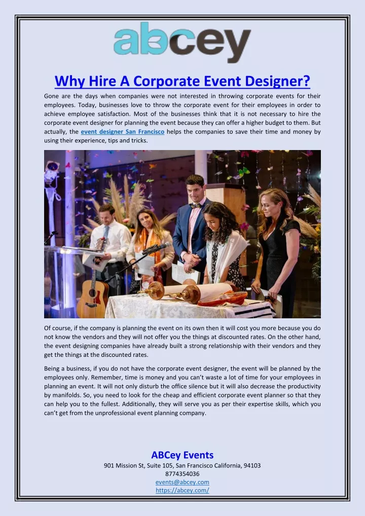 why hire a corporate event designer gone
