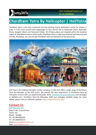 Chardham Yatra By Helicopter | HeliYatra