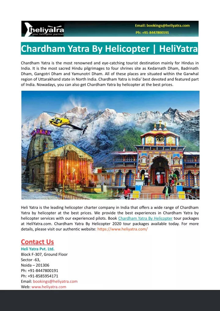 chardham yatra by helicopter heliyatra