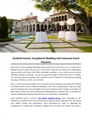 Sarabeth Events: Exceptional Wedding and Corporate Event Planners