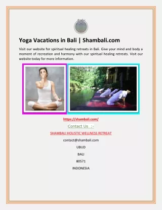 Yoga Vacations in Bali | Shambali.com