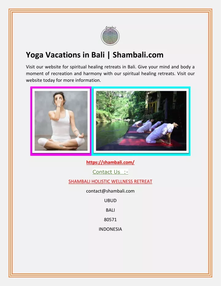yoga vacations in bali shambali com
