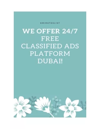 Free Classified Ads Platform Dubai – Best in Advertising Used Cars Real Estate Property and Jobs in Dubai and UAE!