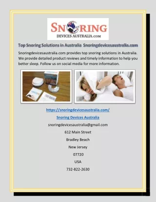 Top Snoring Solutions in Australia | Snoringdevicesaustralia.com