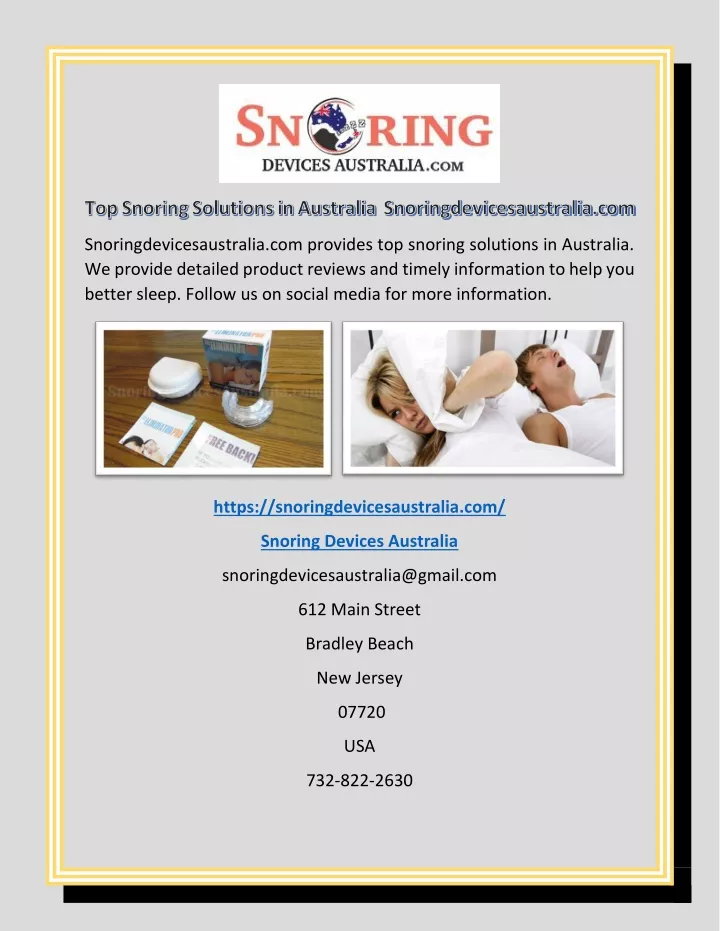 snoringdevicesaustralia com provides top snoring