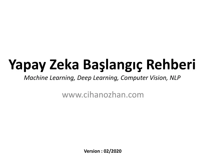 yapay zeka ba lang rehberi machine learning deep learning computer vision nlp
