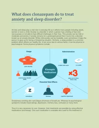 What does clonazepam do to treat anxiety and sleep disorder?