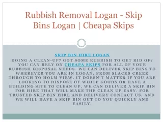 rubbish removal logan skip bins logan cheapa skips