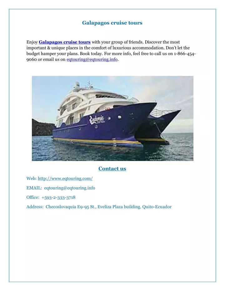 galapagos cruise tours