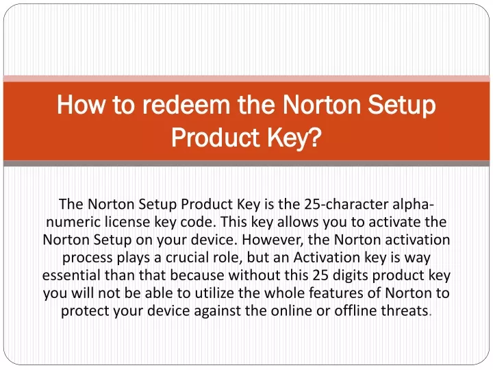 how to redeem the norton setup product key