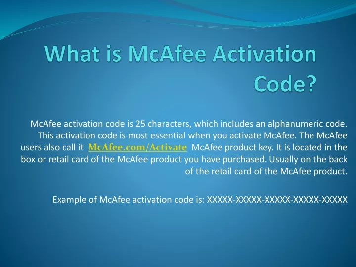 what is mcafee activation code