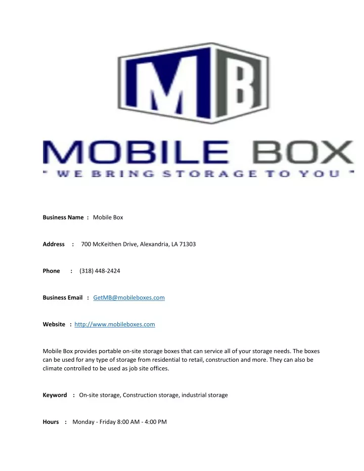 business name mobile box