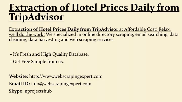 extraction of hotel prices daily from tripadvisor