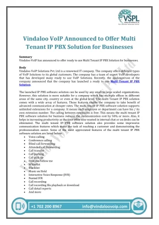 vindaloo voip announced to offer multi tenant