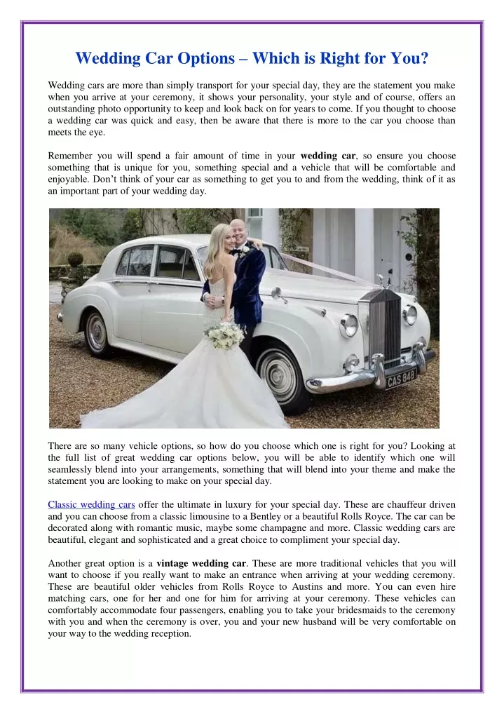 wedding car options which is right for you