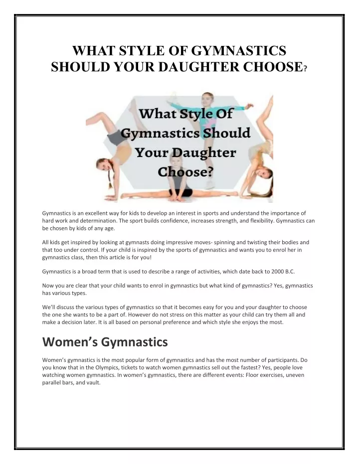 what style of gymnastics should your daughter