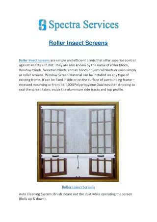 Roller Insects Screen Manufacturer,Retractable Screens Supplier,Exporter from India.