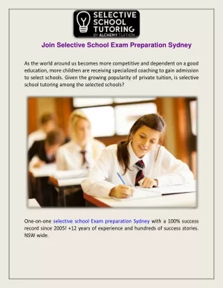 Join Selective School Exam Preparation in Sydney