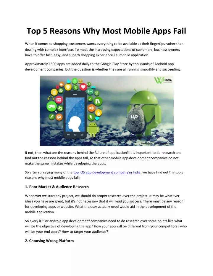 top 5 reasons why most mobile apps fail