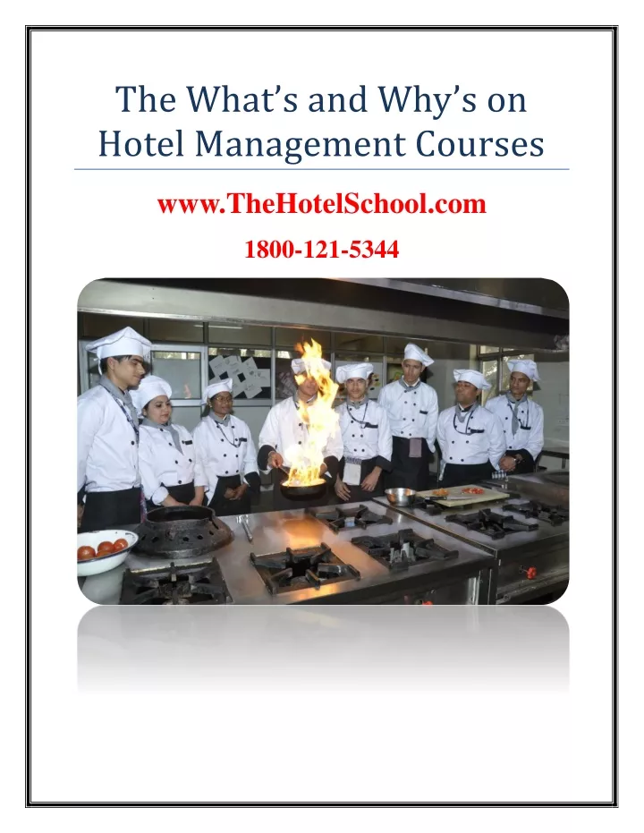 the what s and why s on hotel management courses