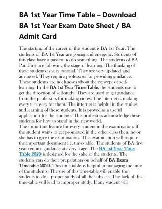 BA 1st Year Time - Check All University BA Exam Date Sheet 2020