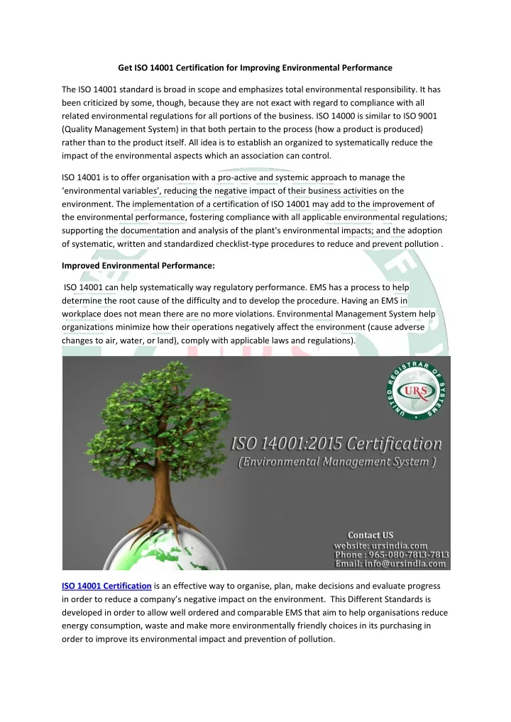 get iso 14001 certification for improving