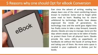5 Reasons why one should Opt for eBook Conversion