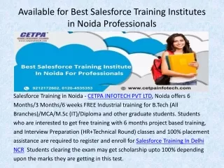 available for best salesforce training institutes in noida professionals