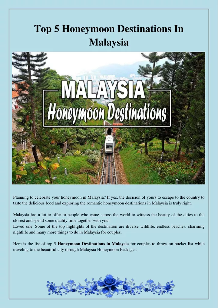 top 5 honeymoon destinations in malaysia