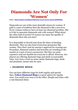 diamonds are not only for women source https