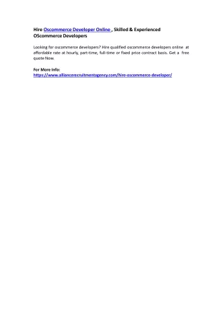hire oscommerce developer online skilled