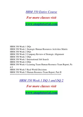 HRM 350 Education Redefined / snaptutorial.com