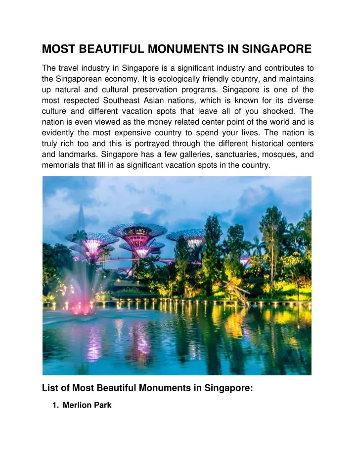 most beautiful monuments in singapore