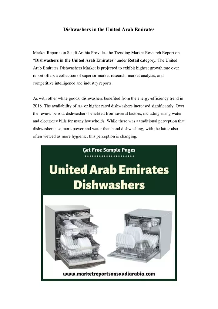 dishwashers in the united arab emirates
