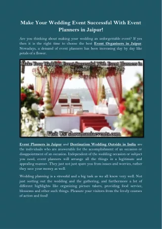 make your wedding event successful with event