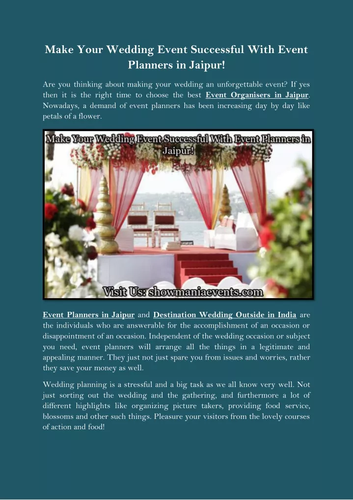 make your wedding event successful with event
