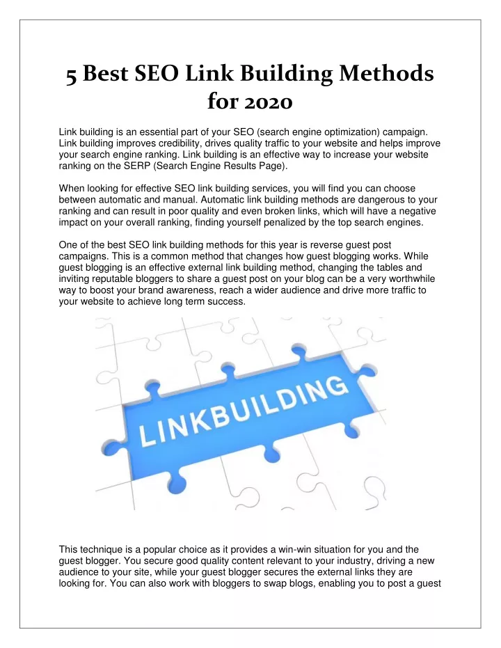 5 best seo link building methods for 2020