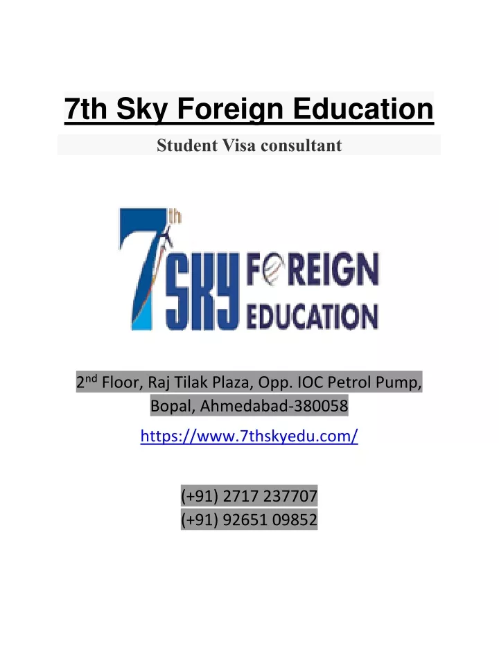 7th sky foreign education student visa consultant
